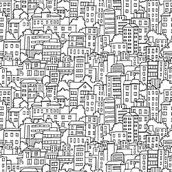 Galerie Wallcoverings Product Code WH45227M - Welcome Home Murals Wallpaper Collection - Black, White Colours - Hand-drawn City Scape Design
