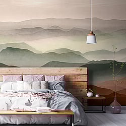 Galerie Wallcoverings Product Code WH45262M - Welcome Home Murals Wallpaper Collection - Beige, Brown, Green Colours - Rustic Mountain Layers Design