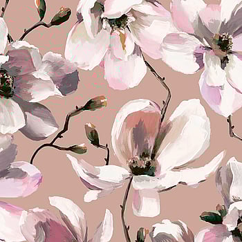 Galerie Wallcoverings Product Code 47465 - Flora Wallpaper Collection - Brown, White, Rose Colours -  
